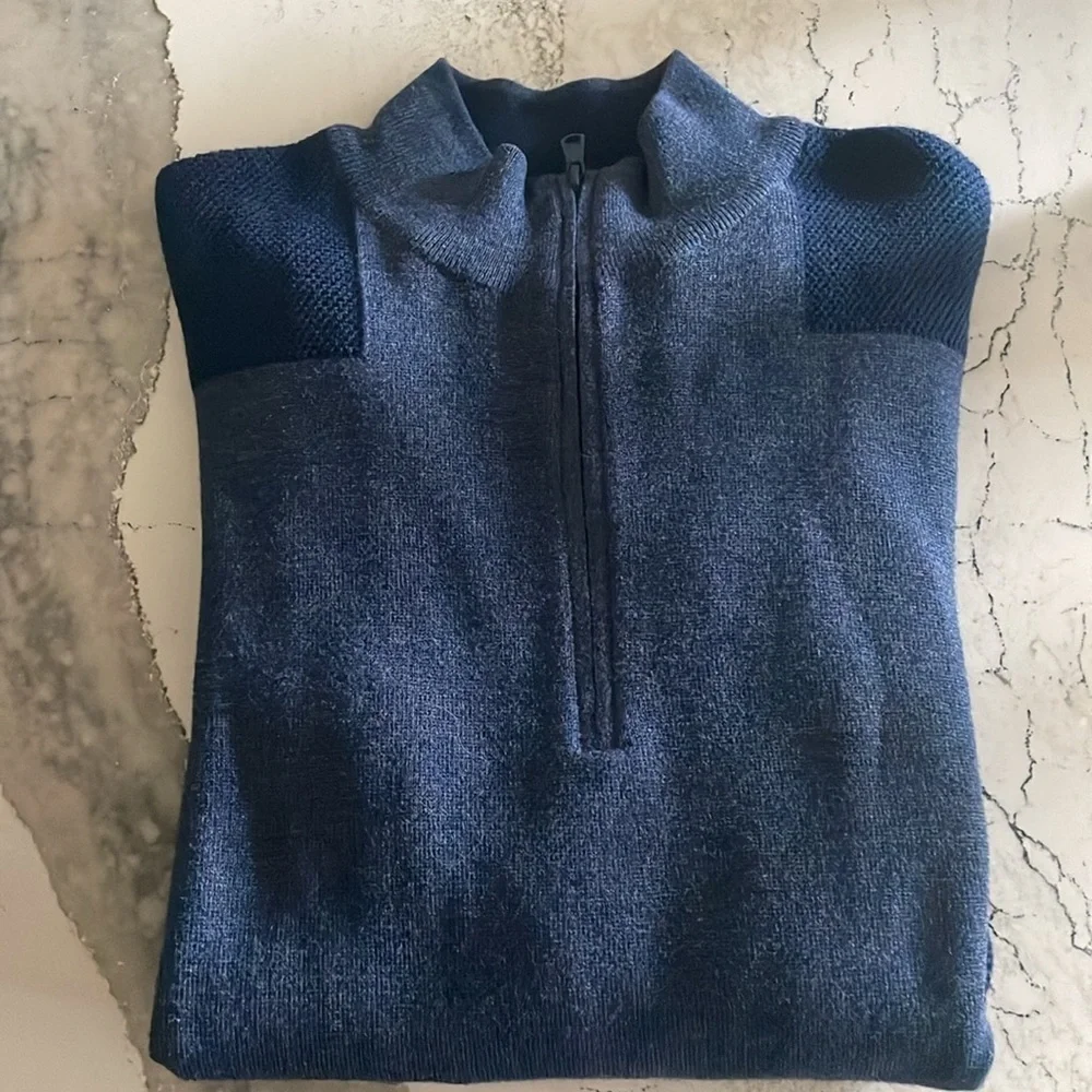 Vineyard Vines Men's Pullover Quarter Zip Sweater Navy L